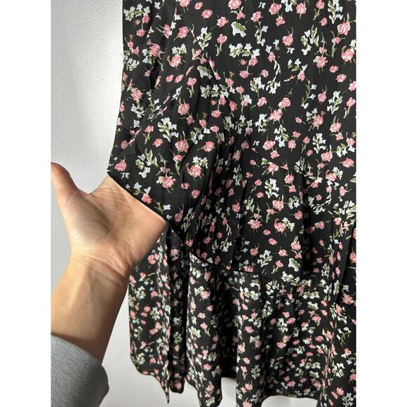 Tiered Maxi Skirt Dark Floral Women's Medium Front Slit Witchy Whimsigoth Grunge - Picture 3 of 8